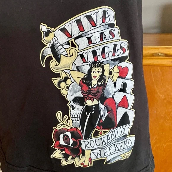 Viva Las Vegas Rockabilly Weekend Black Tee - Picture 5 of 8